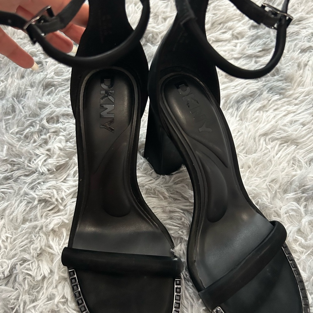 DKNY Black Stiletto Heels with Ankle Strap